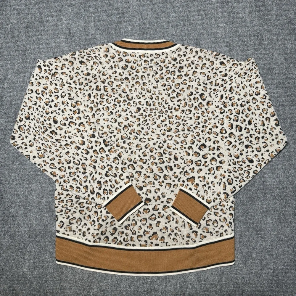 Veronica Beard Leopard Cheetah Print V-neck Pullover Sweater S Merino Wool Blend - Picture 10 of 13